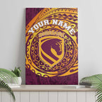 Personalized Brisbane Broncos Canvas Wall Art Polynesian Tribal Chest and Sleeve Tattoo
