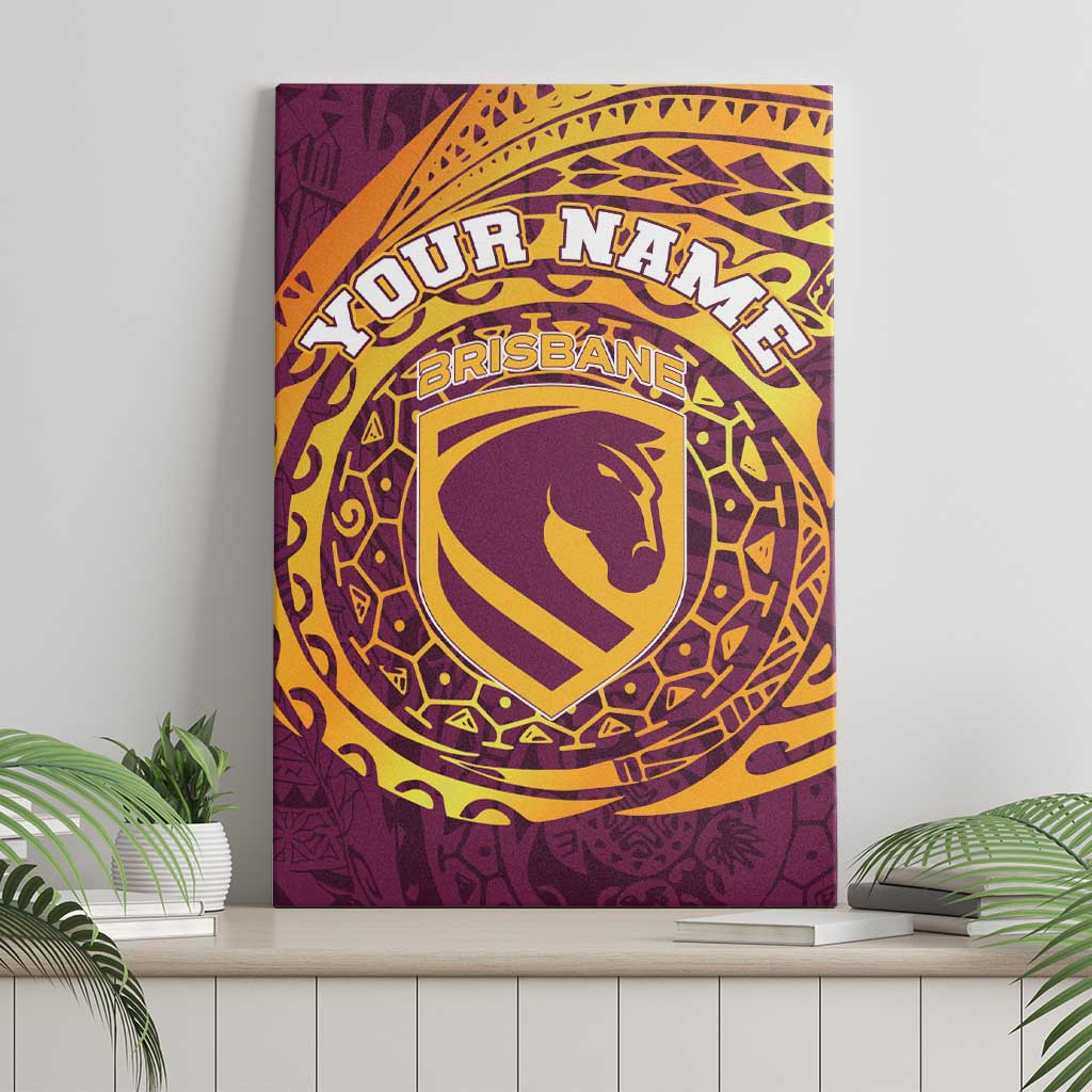 Personalized Brisbane Broncos Canvas Wall Art Polynesian Tribal Chest and Sleeve Tattoo