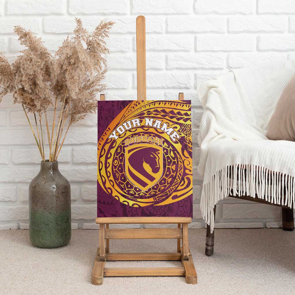 Personalized Brisbane Broncos Canvas Wall Art Polynesian Tribal Chest and Sleeve Tattoo