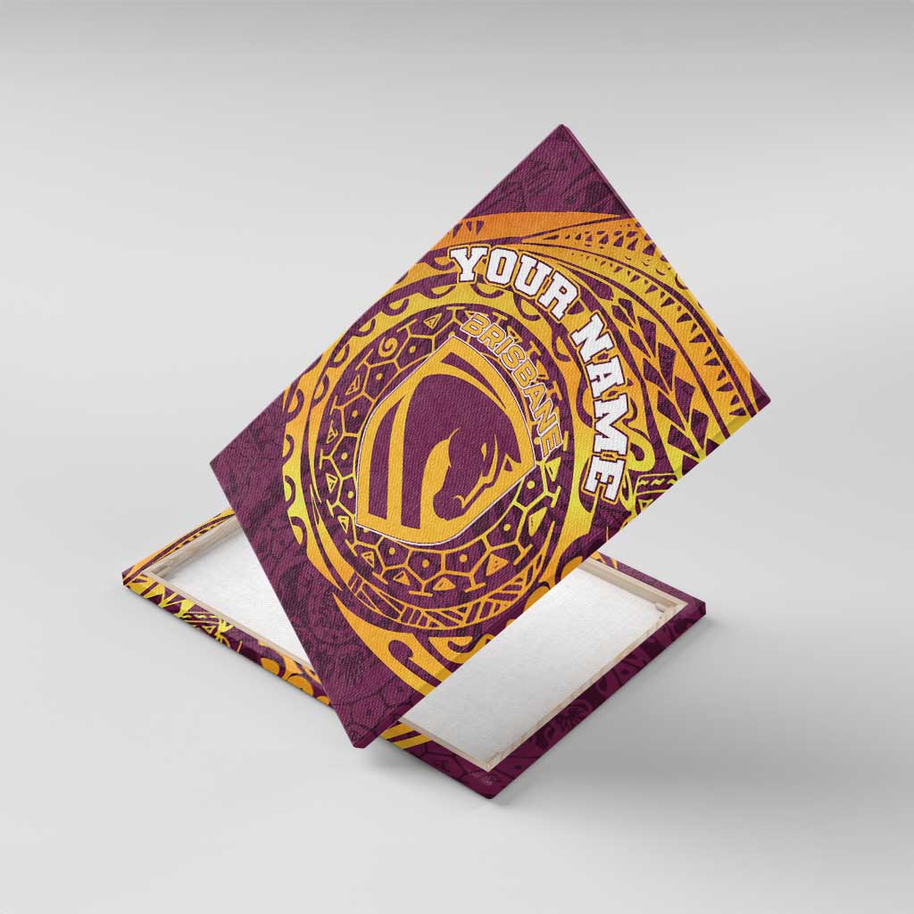 Personalized Brisbane Broncos Canvas Wall Art Polynesian Tribal Chest and Sleeve Tattoo