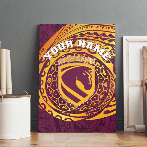 Personalized Brisbane Broncos Canvas Wall Art Polynesian Tribal Chest and Sleeve Tattoo