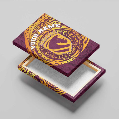 Personalized Brisbane Broncos Canvas Wall Art Polynesian Tribal Chest and Sleeve Tattoo