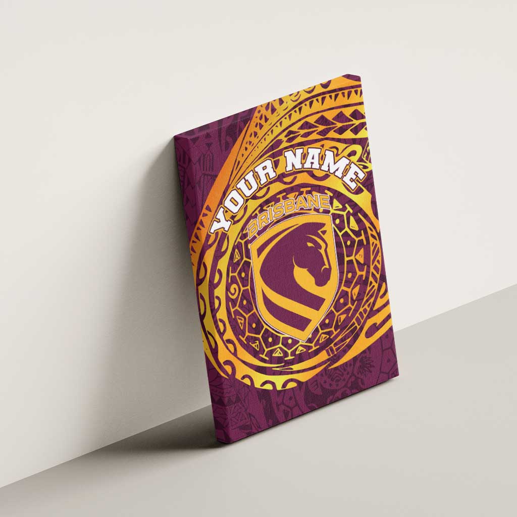 Personalized Brisbane Broncos Canvas Wall Art Polynesian Tribal Chest and Sleeve Tattoo