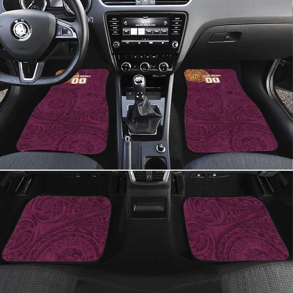 Personalized Brisbane Broncos Car Mats Polynesian Tribal Chest and Sleeve Tattoo