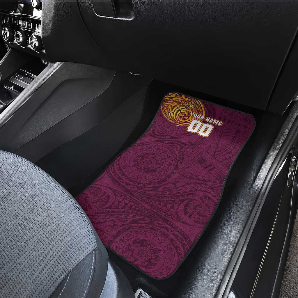 Personalized Brisbane Broncos Car Mats Polynesian Tribal Chest and Sleeve Tattoo