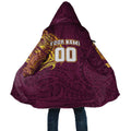 Personalized Brisbane Broncos Cloak Polynesian Tribal Chest and Sleeve Tattoo