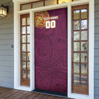 Personalized Brisbane Broncos Door Cover Polynesian Tribal Chest and Sleeve Tattoo
