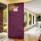 Personalized Brisbane Broncos Door Cover Polynesian Tribal Chest and Sleeve Tattoo