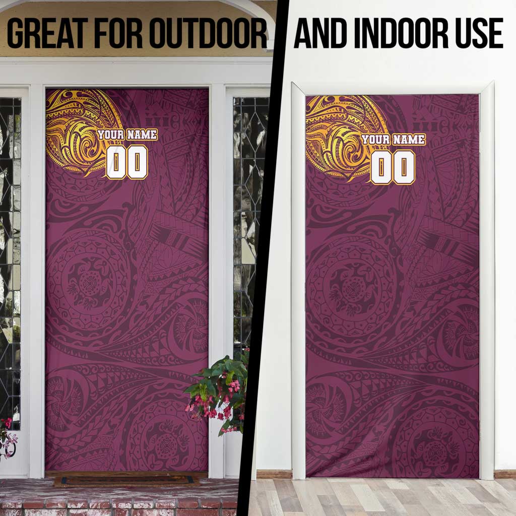 Personalized Brisbane Broncos Door Cover Polynesian Tribal Chest and Sleeve Tattoo
