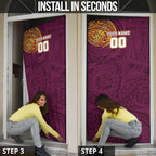Personalized Brisbane Broncos Door Cover Polynesian Tribal Chest and Sleeve Tattoo
