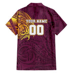 Personalized Brisbane Broncos Family Matching Long Sleeve Bodycon Dress and Hawaiian Shirt Polynesian Tribal Chest and Sleeve Tattoo