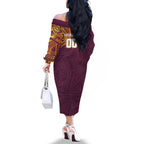 Personalized Brisbane Broncos Family Matching Off The Shoulder Long Sleeve Dress and Hawaiian Shirt Polynesian Tribal Chest and Sleeve Tattoo