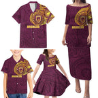 Personalized Brisbane Broncos Family Matching Puletasi and Hawaiian Shirt Polynesian Tribal Chest and Sleeve Tattoo