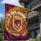 Personalized Brisbane Broncos Garden Flag Polynesian Tribal Chest and Sleeve Tattoo