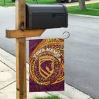 Personalized Brisbane Broncos Garden Flag Polynesian Tribal Chest and Sleeve Tattoo