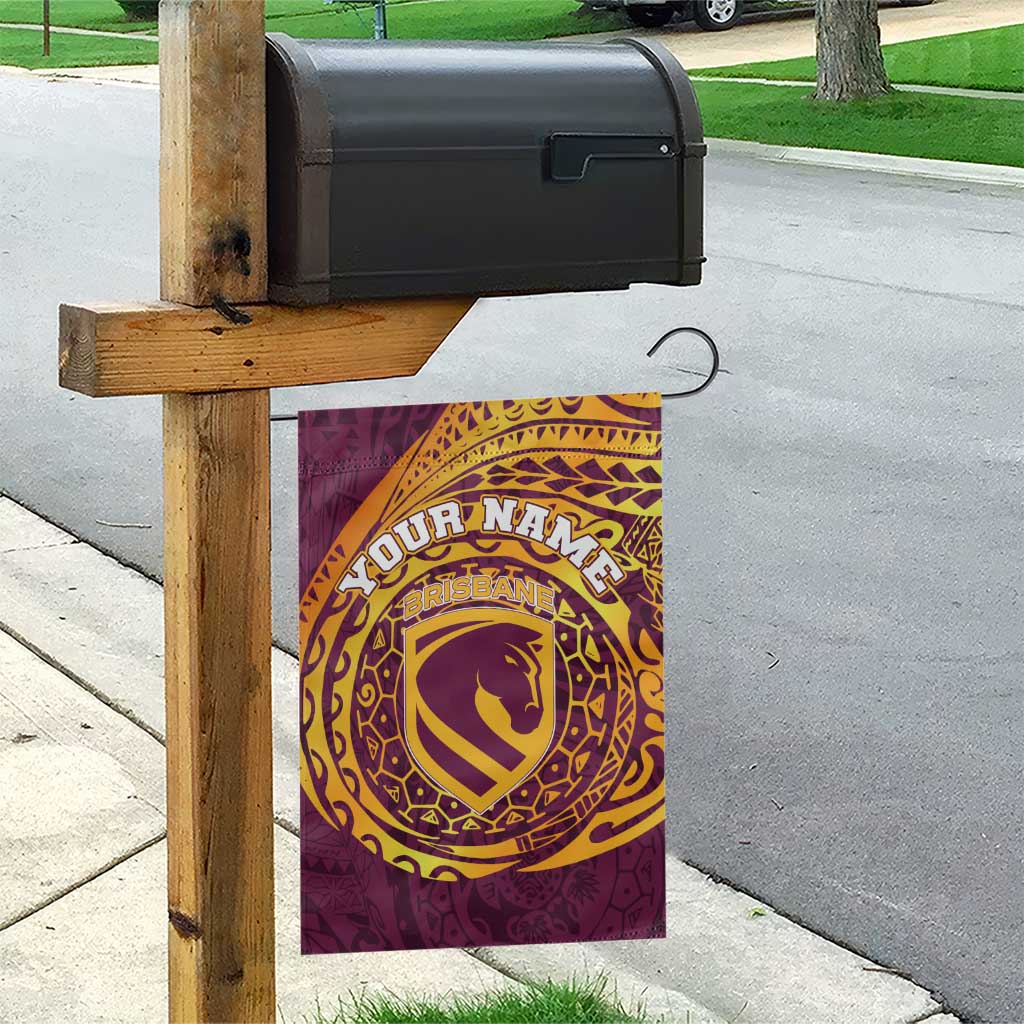 Personalized Brisbane Broncos Garden Flag Polynesian Tribal Chest and Sleeve Tattoo