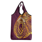 Personalized Brisbane Broncos Grocery Bag Polynesian Tribal Chest and Sleeve Tattoo