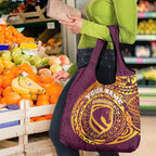 Personalized Brisbane Broncos Grocery Bag Polynesian Tribal Chest and Sleeve Tattoo