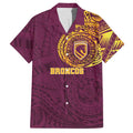 Personalized Brisbane Broncos Hawaiian Shirt Polynesian Tribal Chest and Sleeve Tattoo