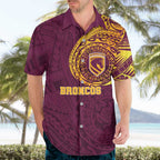 Personalized Brisbane Broncos Hawaiian Shirt Polynesian Tribal Chest and Sleeve Tattoo