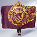 Personalized Brisbane Broncos Hooded Blanket Polynesian Tribal Chest and Sleeve Tattoo