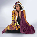 Personalized Brisbane Broncos Hooded Blanket Polynesian Tribal Chest and Sleeve Tattoo