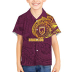 Personalized Brisbane Broncos Kid Hawaiian Shirt Polynesian Tribal Chest and Sleeve Tattoo