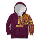 Personalized Brisbane Broncos Kid Hoodie Polynesian Tribal Chest and Sleeve Tattoo