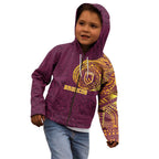 Personalized Brisbane Broncos Kid Hoodie Polynesian Tribal Chest and Sleeve Tattoo