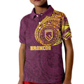 Personalized Brisbane Broncos Kid Polo Shirt Polynesian Tribal Chest and Sleeve Tattoo