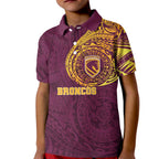 Personalized Brisbane Broncos Kid Polo Shirt Polynesian Tribal Chest and Sleeve Tattoo