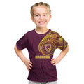 Personalized Brisbane Broncos Kid T Shirt Polynesian Tribal Chest and Sleeve Tattoo