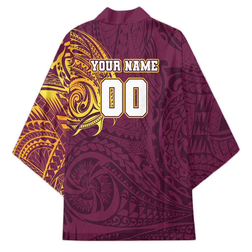 Personalized Brisbane Broncos Kimono Polynesian Tribal Chest and Sleeve Tattoo