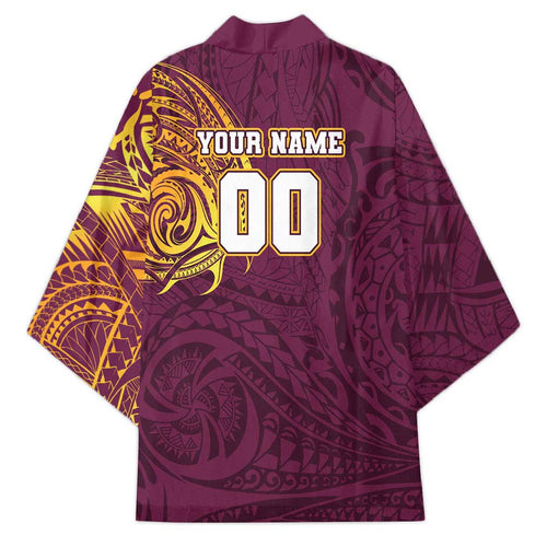 Personalized Brisbane Broncos Kimono Polynesian Tribal Chest and Sleeve Tattoo