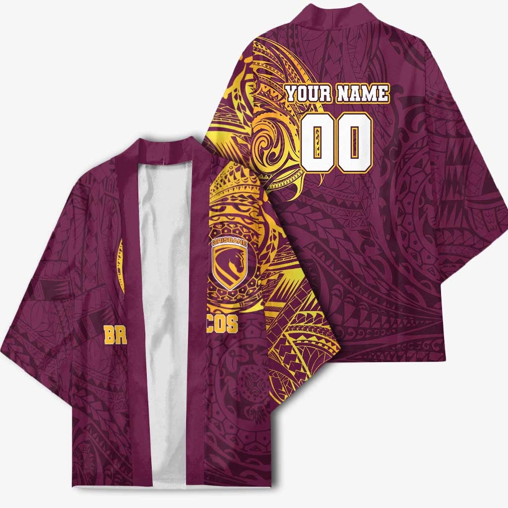 Personalized Brisbane Broncos Kimono Polynesian Tribal Chest and Sleeve Tattoo
