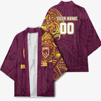 Personalized Brisbane Broncos Kimono Polynesian Tribal Chest and Sleeve Tattoo