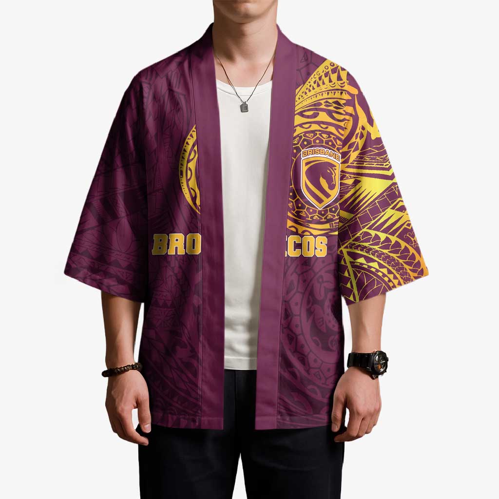 Personalized Brisbane Broncos Kimono Polynesian Tribal Chest and Sleeve Tattoo