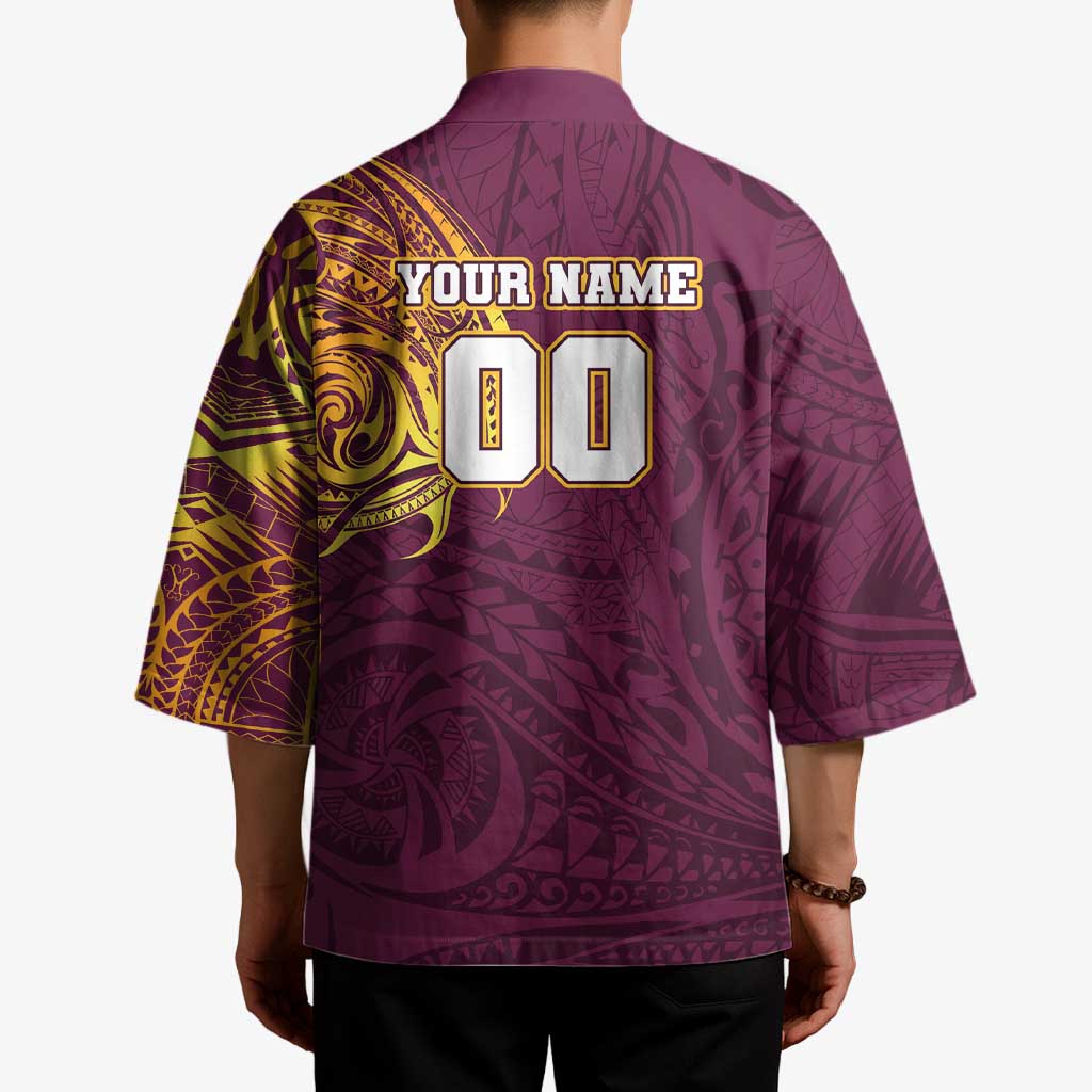 Personalized Brisbane Broncos Kimono Polynesian Tribal Chest and Sleeve Tattoo