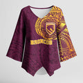 Personalized Brisbane Broncos Kimono Sleeve Blouse Polynesian Tribal Chest and Sleeve Tattoo