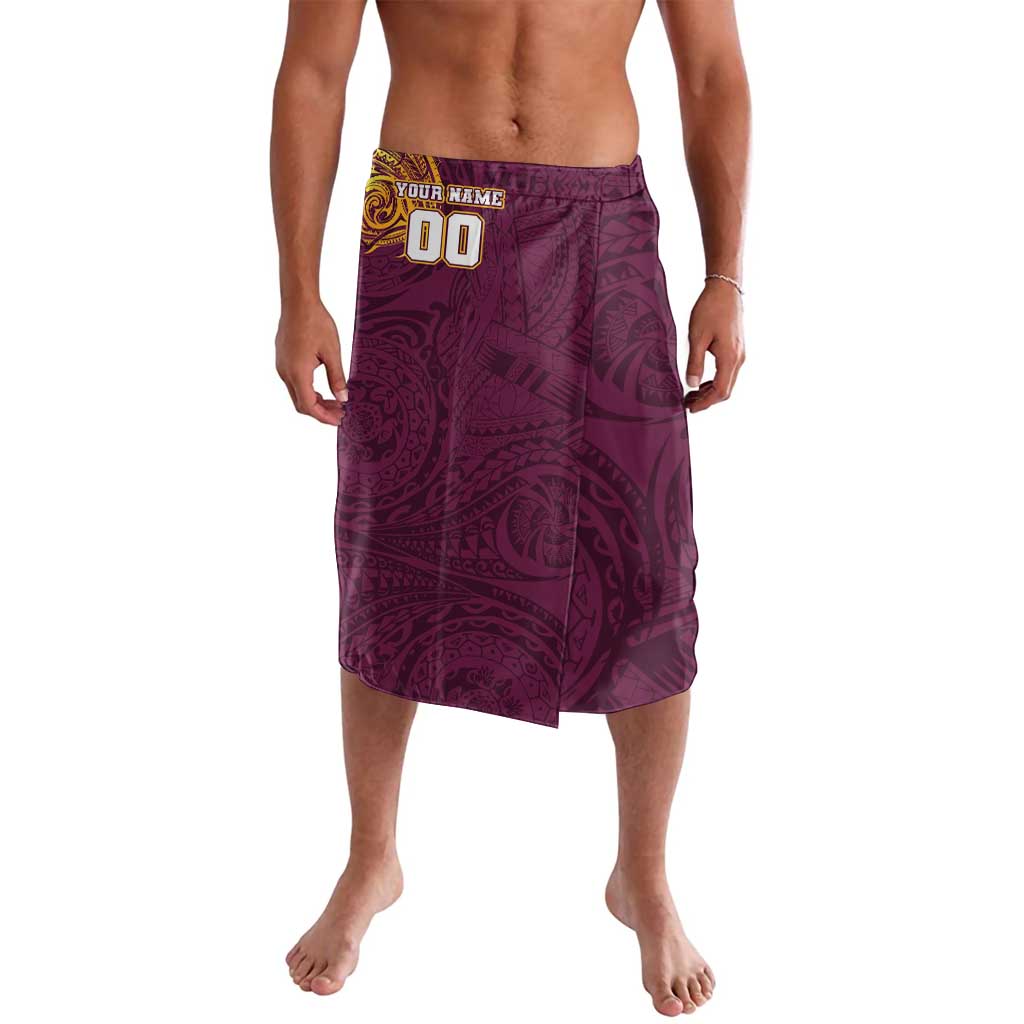 Personalized Brisbane Broncos Lavalava Polynesian Tribal Chest and Sleeve Tattoo