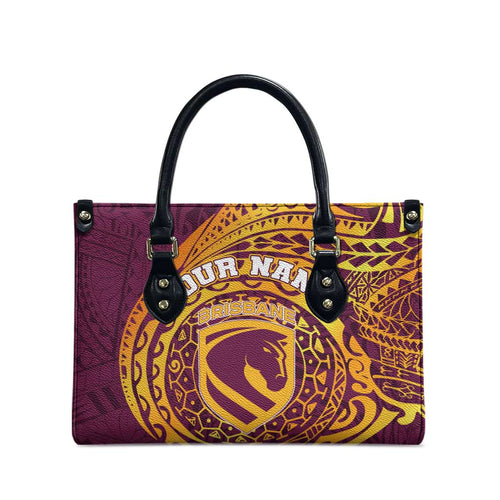 Personalized Brisbane Broncos Leather Bag Polynesian Tribal Chest and Sleeve Tattoo