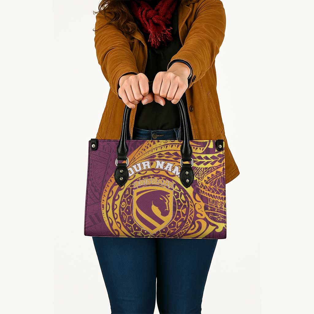 Personalized Brisbane Broncos Leather Bag Polynesian Tribal Chest and Sleeve Tattoo