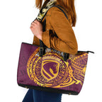 Personalized Brisbane Broncos Leather Tote Bag Polynesian Tribal Chest and Sleeve Tattoo