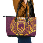 Personalized Brisbane Broncos Leather Tote Bag Polynesian Tribal Chest and Sleeve Tattoo