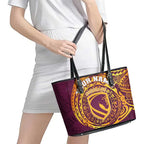 Personalized Brisbane Broncos Leather Tote Bag Polynesian Tribal Chest and Sleeve Tattoo