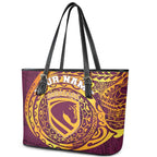 Personalized Brisbane Broncos Leather Tote Bag Polynesian Tribal Chest and Sleeve Tattoo