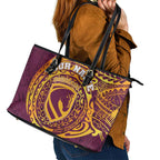 Personalized Brisbane Broncos Leather Tote Bag Polynesian Tribal Chest and Sleeve Tattoo
