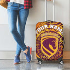Personalized Brisbane Broncos Luggage Cover Polynesian Tribal Chest and Sleeve Tattoo