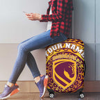 Personalized Brisbane Broncos Luggage Cover Polynesian Tribal Chest and Sleeve Tattoo