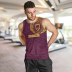 Personalized Brisbane Broncos Men Tank Top Polynesian Tribal Chest and Sleeve Tattoo